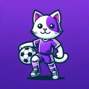 A Footballer Purple and White cat