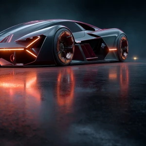 futuristic hypercar, full body shot of a single car, sharp angul...
