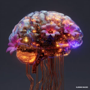 “Dreaming Machine”
Visual: A surreal AI brain made of glowing c...