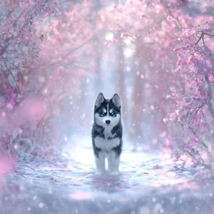 Use the snow-blossom forest path scene as the environment: tunne...