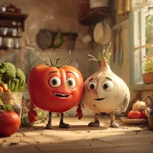 A highly detailed cinematic 3D animated scene featuring two livi...