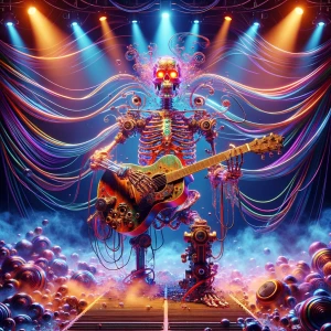 A full-body shot of a T-800 Terminator endoskeleton standing cen...