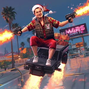 GTA Vice City loading screen action card: hyper-cel-shaded 6’2”...