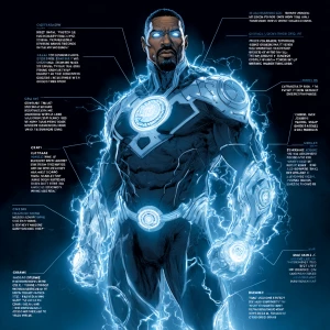 "Create a dramatic, full-body, wide low-angle shot of a commandi...