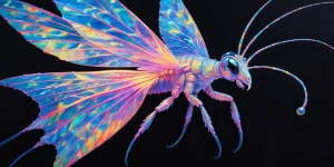 A dazzlingly shimmering Nymphophorius aquatic being, its delicat...