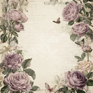 Victorian Mauve Rose Journal Page — Unlined (Butterflies & Flora...