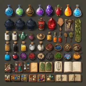 multiple item spritesheet, ebook