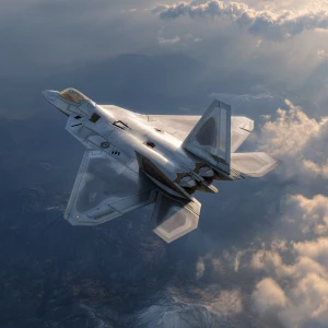 3d of a F22 aircraft tilted up, podt on yhe bavk to hold a cell...