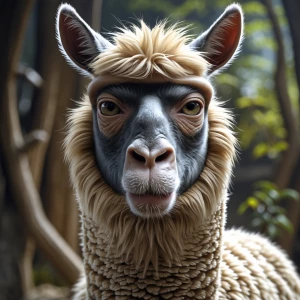 Combined a Llama with a monkey into one animal and make it hyper...