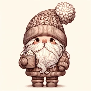 soft cozy semi-realistic illustration of a cute chubby winter gn...