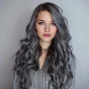 моя дочь - блондинка с серыми глазами. длинными волнистыми волос...