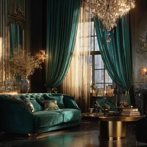 Create a stunning interior scene featuring a luxurious glam livi...