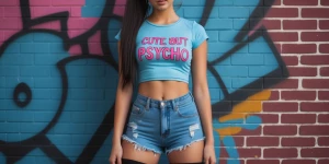 A young woman with long dark hair in a ponytail, posing confiden...