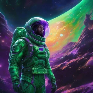 A luminous phosphorescent arcane deep space explorer, their enti...