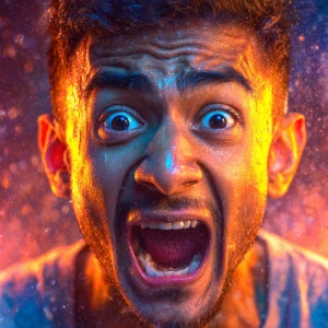 Ultra-realistic YouTube thumbnail, Indian male vlogger with exci...