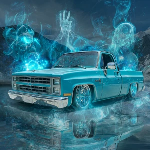 A classic chrome candy cyan blue   1983 C10 truck short whell ba...