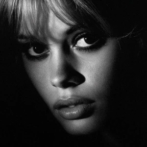 Ultra realistic big close-up portrait of Brigitte Bardot, cinema...