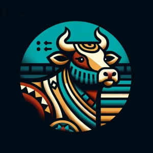 Design a cow mascot embodying the essence of Egypt's rural lands...
