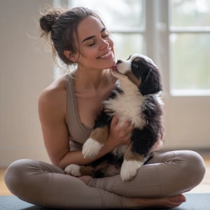 A candid, intimate close-up shot of a woman in her late 20s wear...