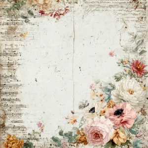 Print-ready shabby-chic collage background; A4 & US Letter full-...