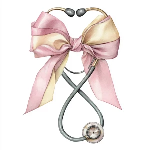 watercolor clipart of a medical stethoscope formed into a heart...