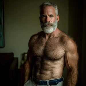 A light-skinned, muscular man with a substantial amount of body...