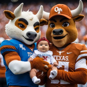 Create an image
Texas Aggies mascot and Oklahoma sooner mascot a...