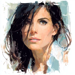 Generate an image of actress Sandra Bullock portrayed in a uniqu...