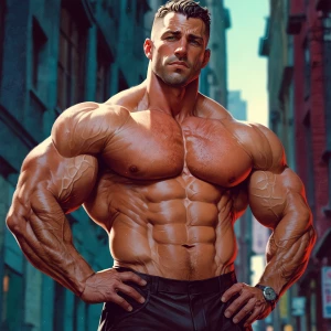 Kenneth Ethan male mid 30’s muscular the man was bulging that di...