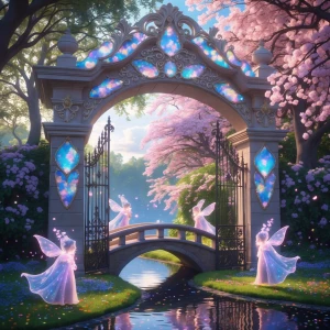 Capture the enchanting opal-leafed gatehouse of a mansion: The e...