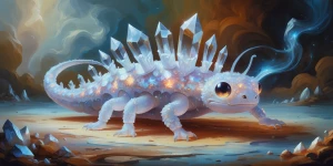 A whimsically sparkling crystal crawler, its translucent body al...