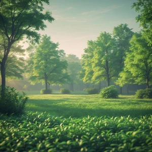 Beautiful natural scene with lush green trees in the background,...