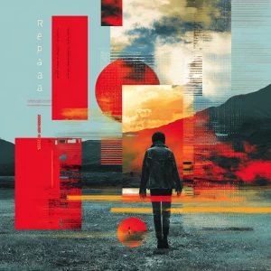 Make an album cover called replay 2025 with lots of different co...