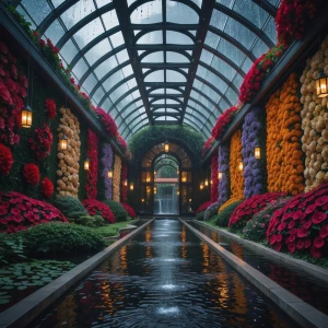 Inside the Arched Rainlight Conservatory, a vast glasshouse with...