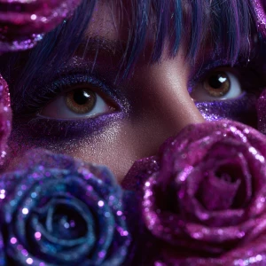 Macro close-up fashion shot of a beauty with the majestic wild r...