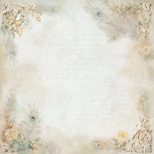 Romantic white/ivory background (clean center) featuring a soft...