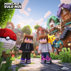 A vibrant, sunny Minecraft-style 3D scene depicting a cheerful a...