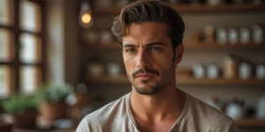 Crie uma imagem de um homem muito bonito seminuo