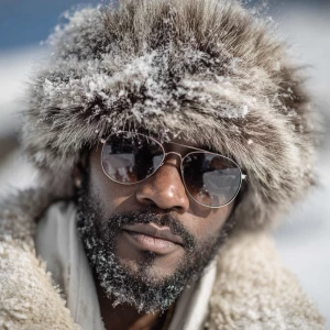 A skier man in Courchevel gazing directly into the camera, weari...