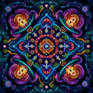 A whimsically vivid digital oracle, its pixelated form exuding a...