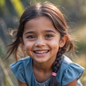 Generate a realistic and detailed image of a young girl in a nat...