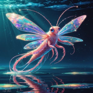 In the serene waters of a still, a celestial-inspired vivacious...