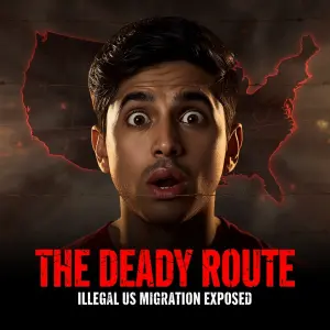 Ultra-realistic YouTube thumbnail of a young Indian man in the f...