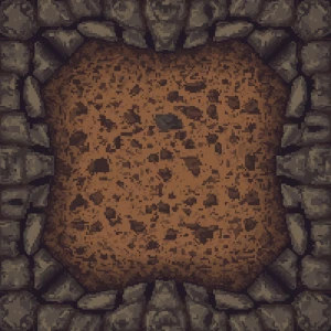 Top-down seamless texture of a medieval RPG cave floor, stone an...