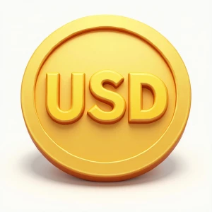 Generate a realistic 3D image of a coin designed in a cartoony s...