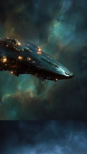 In the dimly lit expanse of the cosmos, a mysterious cosmic cara...