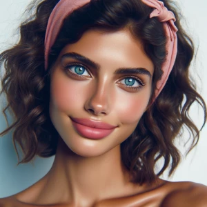 Generate an image of an exotic Hawaiian-Brazilian supermodel wit...