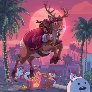 GTA Vice City loading screen panel: Rudolph the red-nosed reinde...
