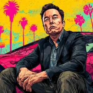 Elon Musk in GTA art style,  , in the style of a Grand Theft Aut...