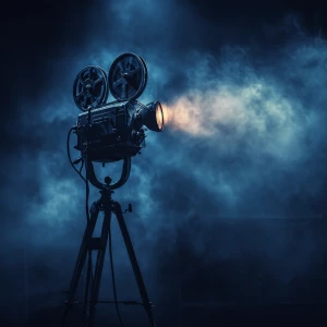 Create a dramatic movie trailer voiceover with a deep, powerful...